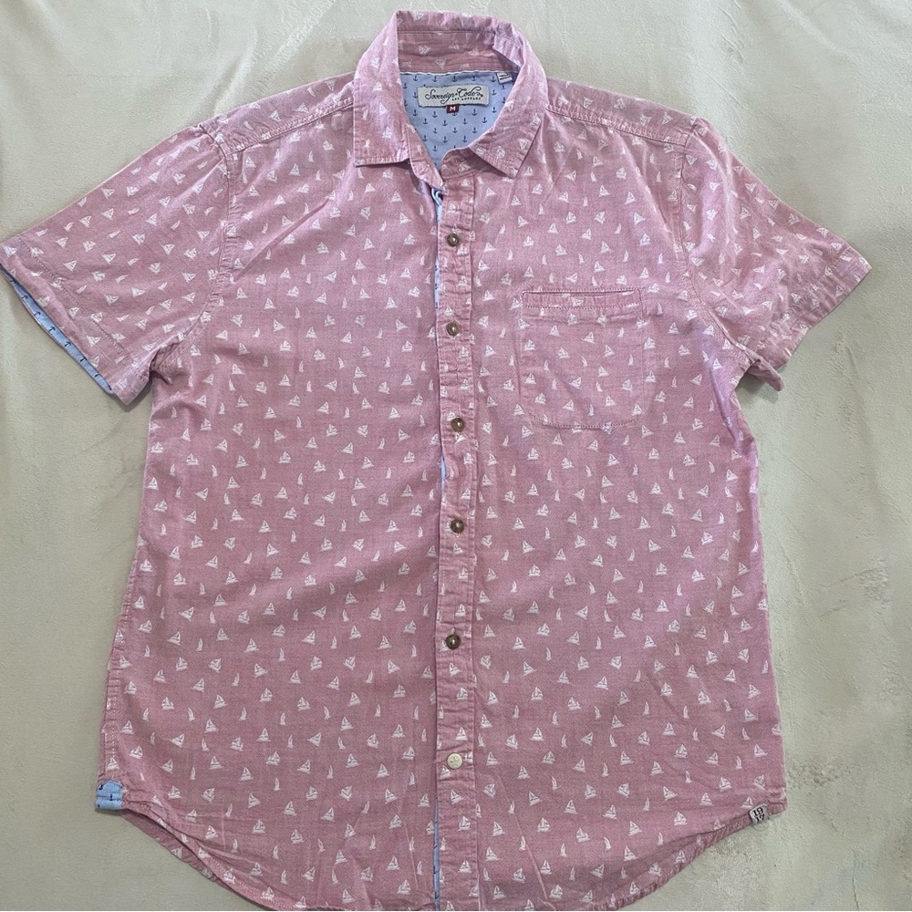 Sovereign Code Men's Pink Casual Button Down Shirt, Size Medium